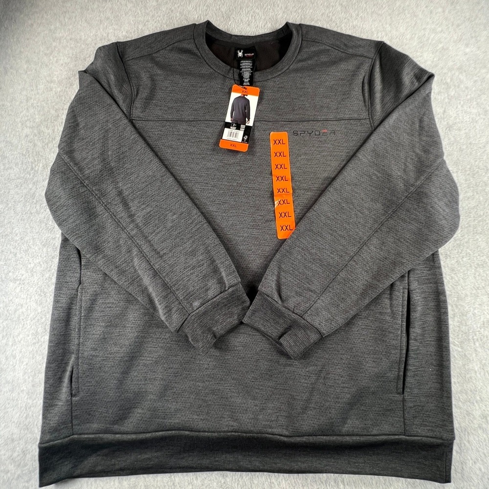 Spyder New With Tags Sweatshirt XXL Dark Gray Bonded Fleece Crew Neck SPM8007U